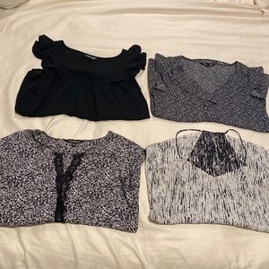 Set of 4 Black White express tops